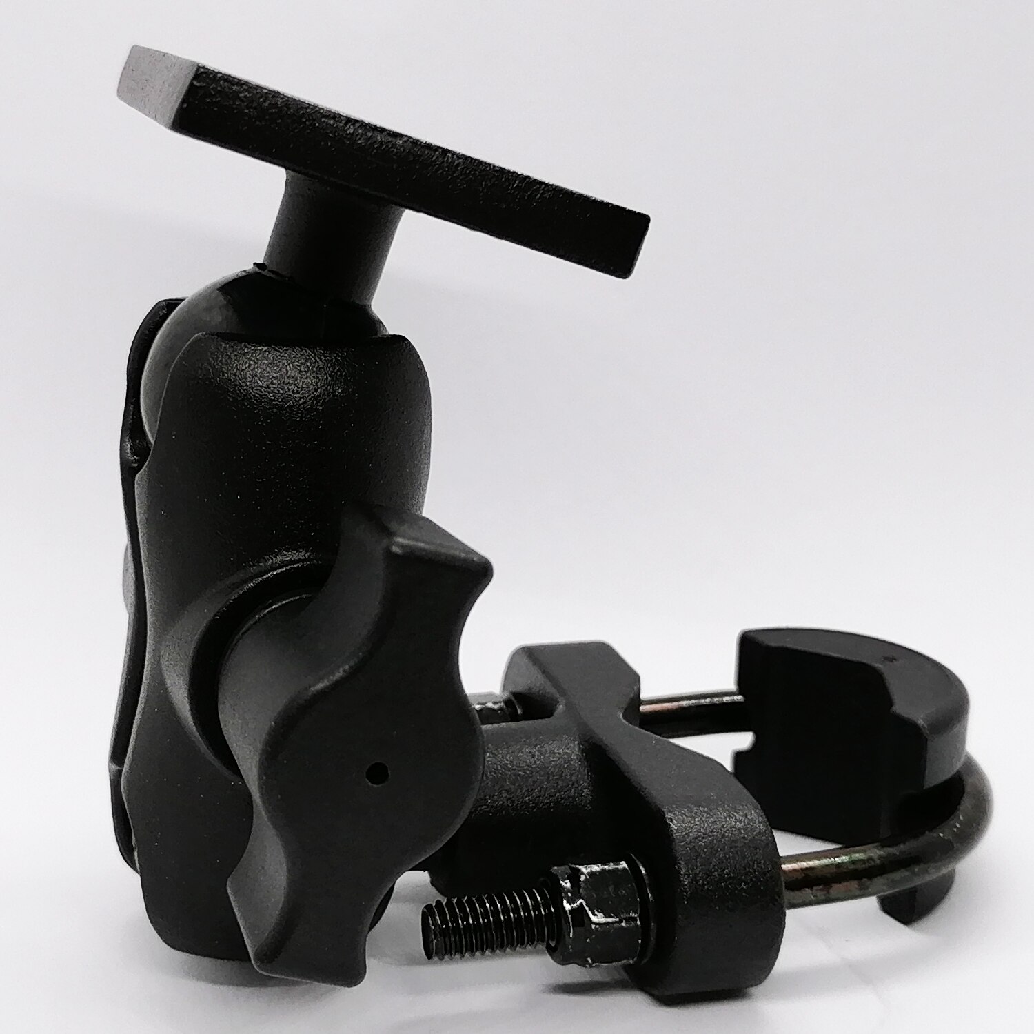 Heavy Duty Motorcycle Handlebar Rail GPS Mount Double Socket Arm with 1'' Rubber Ball Square Base Standard AMPS Hole Pattern