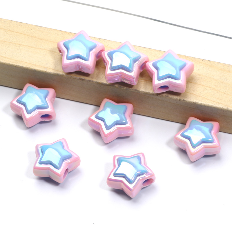 10pcs 17mm AB Star Beads UV Pentagram Acrylic Beads For Jewelry Making Diy Bracelet Phone Chain Keychain Handmade Accessories