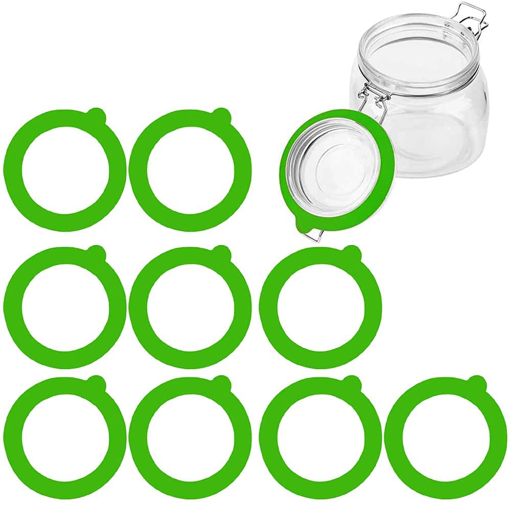 5pcs Silicone Replacement Gasket Airtight Rubber Seals Rings Leak-Proof Canning Seals for Glass Clip Top Jars Storage Containers: 5pcs Green