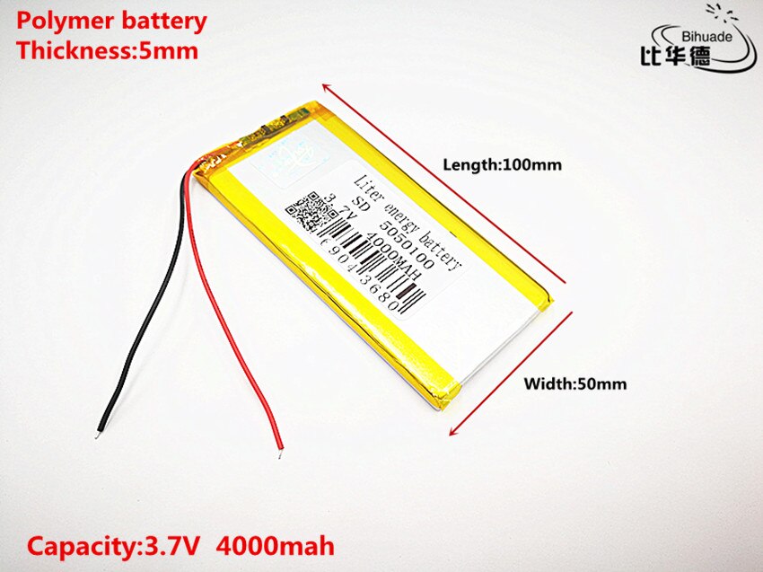 Bateria de energia litro boa qualidade 3.7v, 4000mah, 5050100 íon de lítio polímero/bateria li-ion para brinquedo, power bank, gps, mp3,mp4