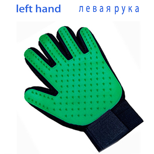 Guante de aseo para perros, gatos y mascotas, cepillo de baño, guantes de limpieza efectiva, depilación: Green Left