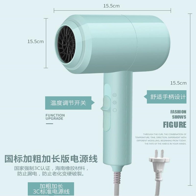 Secador de pelo iónico negativo, 500W, cepillo de aire de viento frío y , potente herramienta de estilo de salón