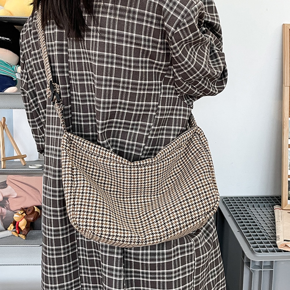 Simplesmente peito saco na moda xadrez topo-alça de viagem lona houndstooth ombro pequenas bolsas para mulher 2020