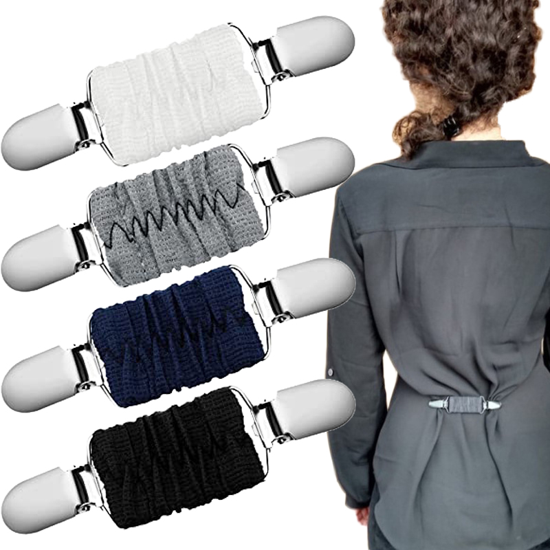 conjunto de Clips de cincha para vestido, Clip elástico para ropa para apretar el vestido, cárdigan, Clips para cuello, Clips para camisa, cincha trasera para mujeres y niños