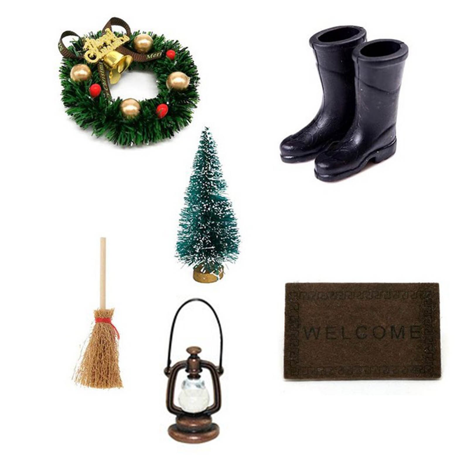 Christmas Tree Simulation Mini Dollhouse Collection Ornament Durable Cute House Model Exquisite Lifelike Decoration Accessories: B