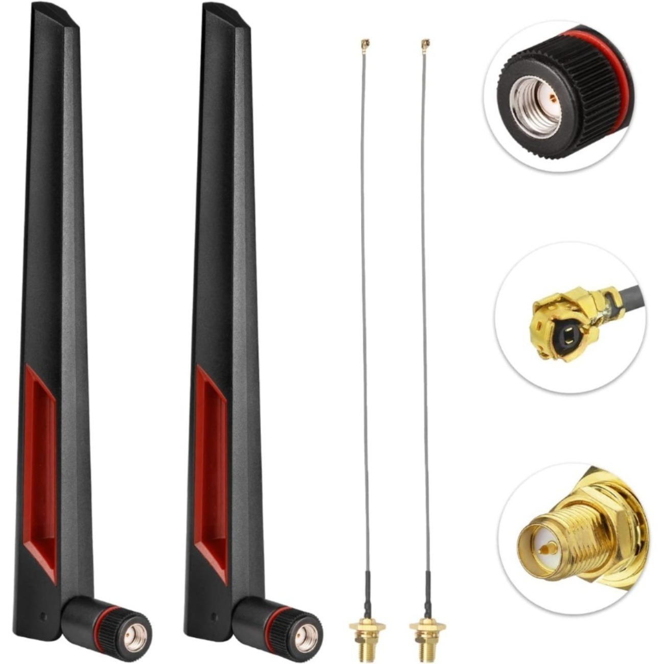 2.4GHz 5GHz 5.8GHz Dual Band Wifi Antenna + 15CM I-P-E-X-1 to RP-SMA for Mini PCIe Card Wireless Routers, PC Desktop, Repeater: GRAY
