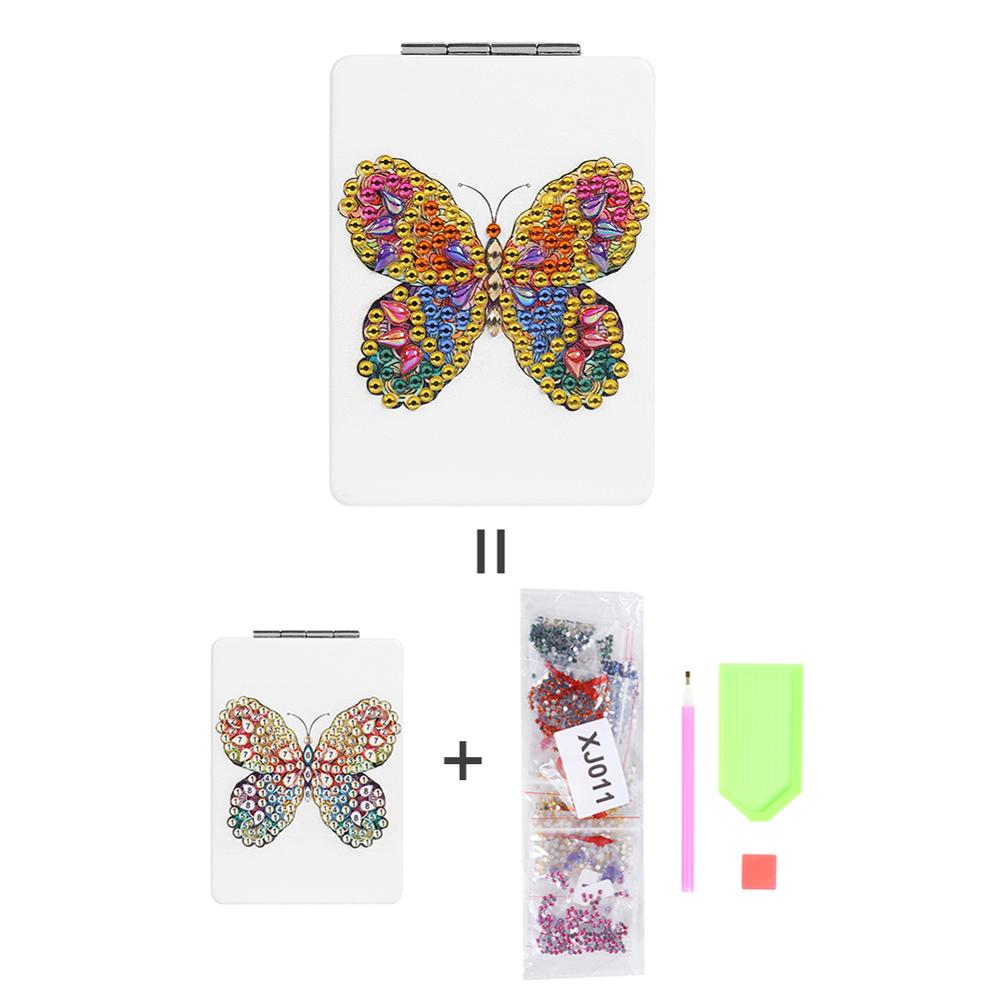 Espelho de maquiagem de viagem conjunto mini espelho cosmético borboleta/coração diy pintura diamante em forma especial compõem espelhos