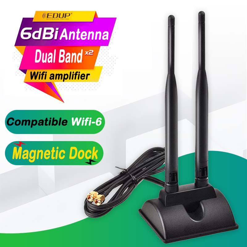 Wireless Dual Band Repeater wifi booster Wifi amplifier 6DBi WIFI6 for Intel AX200 5G SMA Antennas Managetic Desktop Laptop Dock