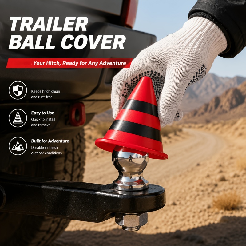 Traffic Cone Towing Hitch Cover Universal Fit 50mm Tow Ball SUV Truck Trailer Easy Install Anti Dirt Guard Protector
