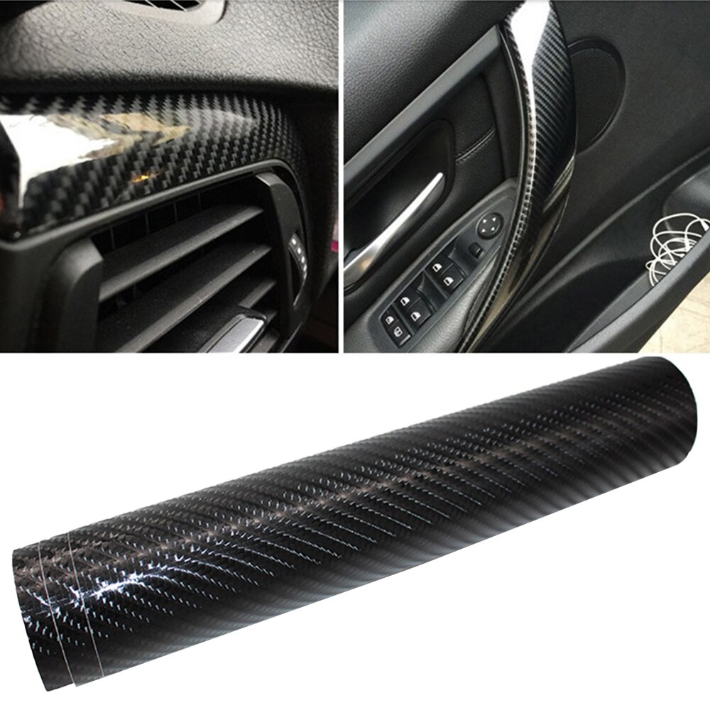 30*150Cm 7D Universal Black Carbon Fiber Vinyl Auto Motorfiets Wrap Sheet Roll Film Heldere Sticker Folie Decal auto Styling Film