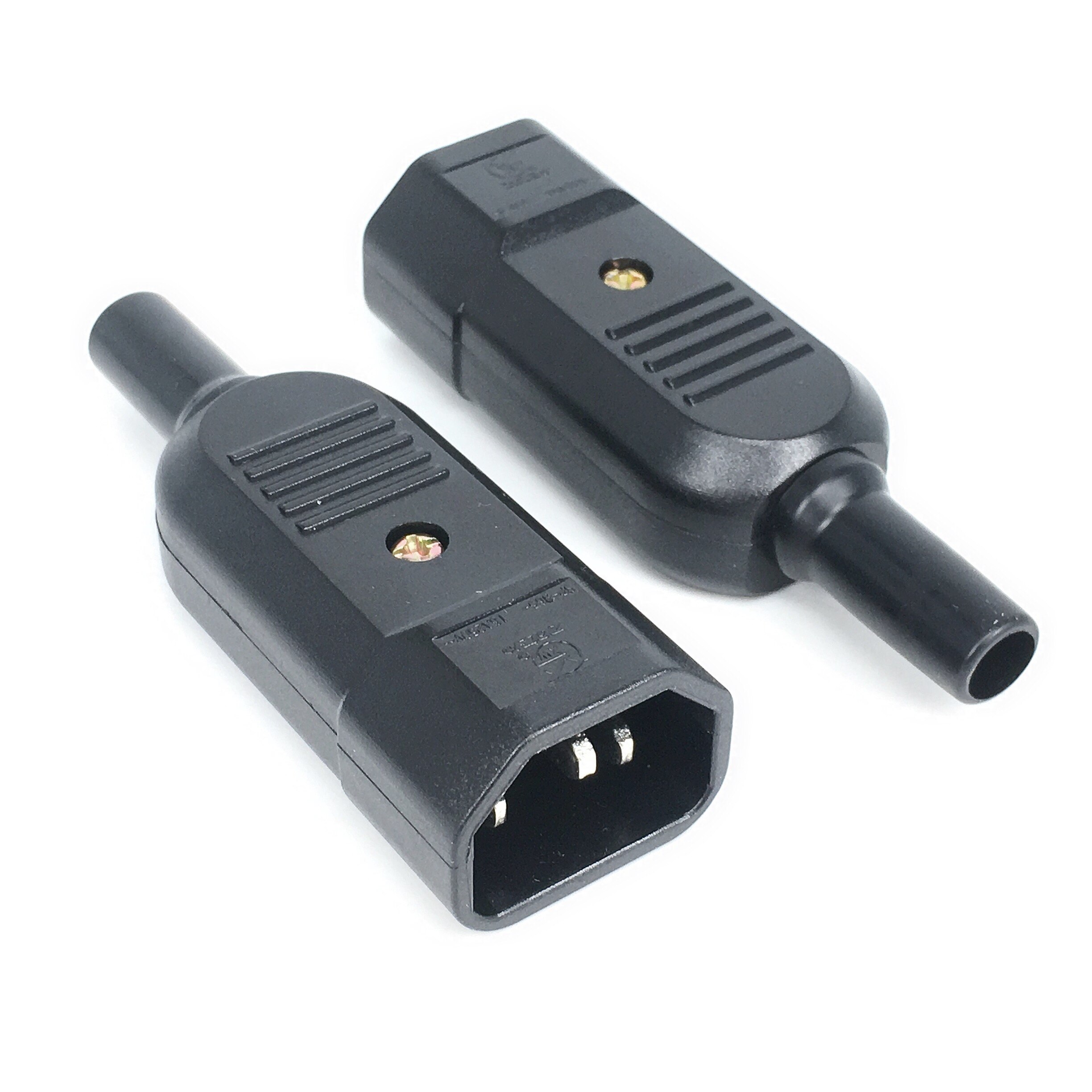 IEC Socket Straight Cable Plug Connector C13 C14 16A 250V Black Female&male Plug Rewirable Power 3 Pin Connector IEC Socket Str: BROWN