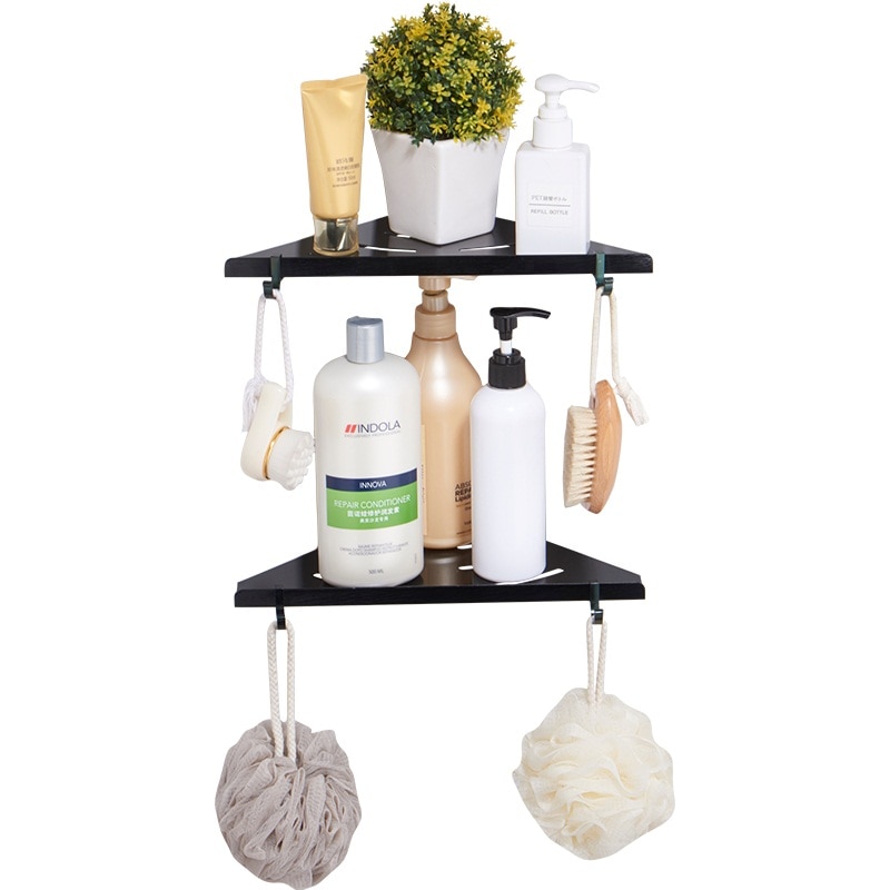 Space Aluminum Bathroom Black Shower Hanging Shelv... Grandado