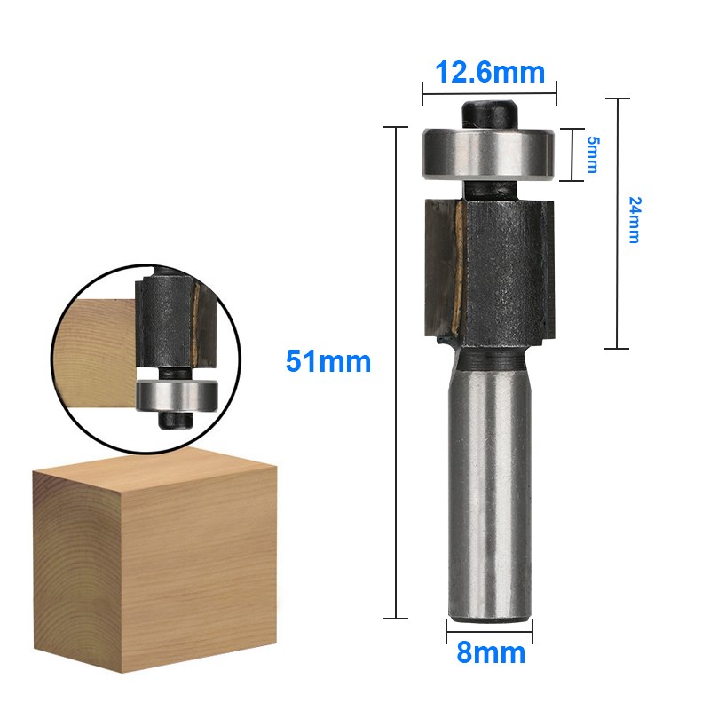 Hout Router Bit 8Mm Shank Tungsten Carbide Frees Straight End Milll Flush Trim Router Bit Houtbewerking Frezen: 24 mm