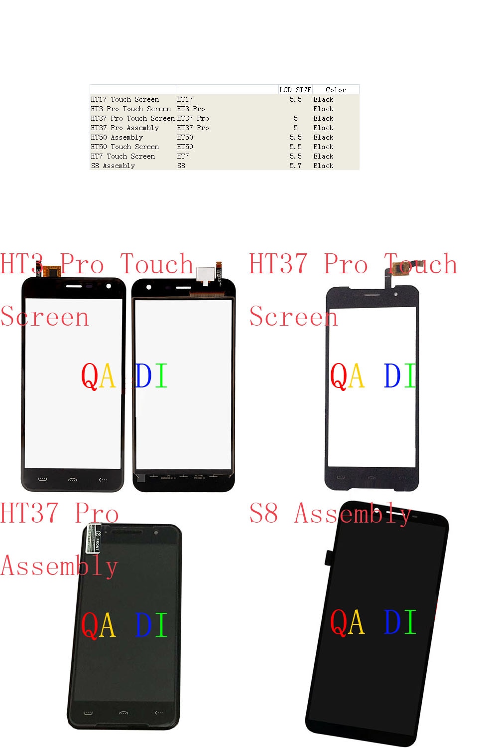 Touch Screen LCD Display Assembly For HOMTOM HT17 HT3 Pro HT37 HT50 HT7 S8