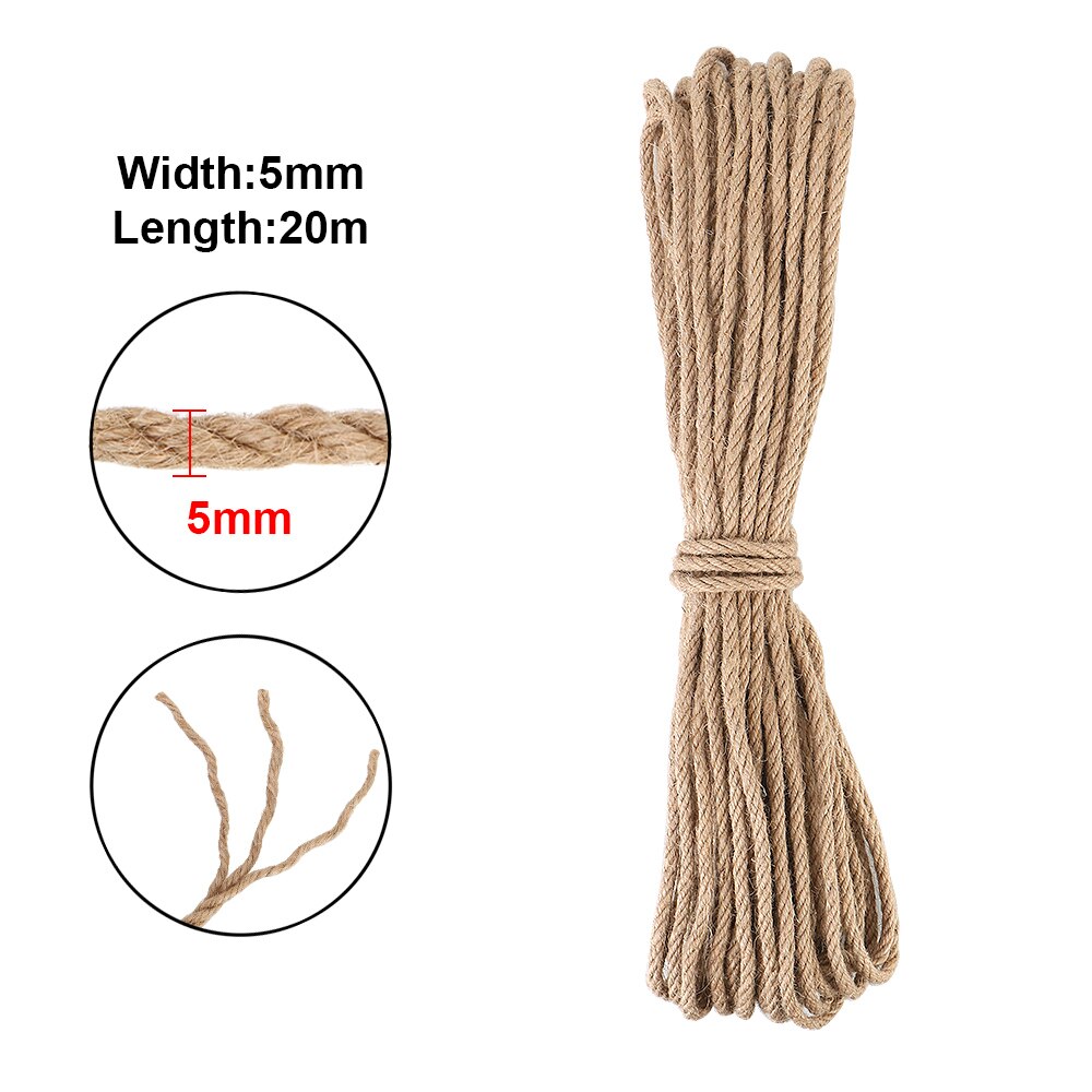 20M/50M/100M Natural Sisal Rope Cat Climbing Frame DIY Desk Legs Binding Rope Twine For Cat Sharpen Claw Scratching Post Toys: 5mm.20m
