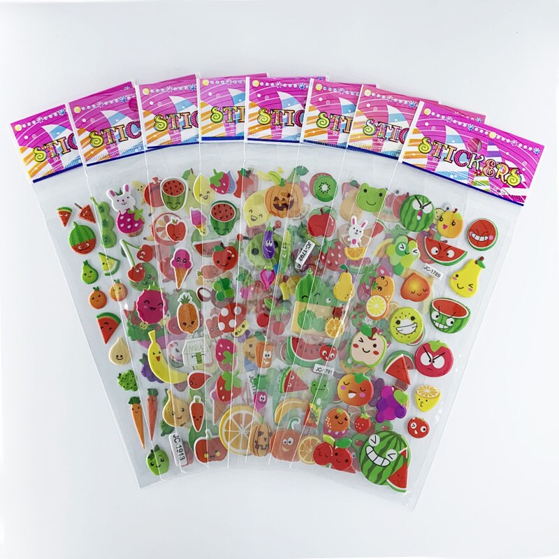 Autocollants imperméables à motif papillon de dessin animé 3D, jouet de bricolage pour enfants, décoration de chambre de filles, autocollant Kawaii, 8 feuilles/ensemble: Lavande