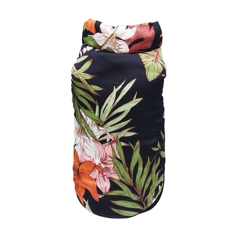 Ropa de invierno para perros, ropa de abrigo, Tops, plantas, flores chinas, estampado, ropa, suéter acolchado de algodón para perros, Parkas: Black / S