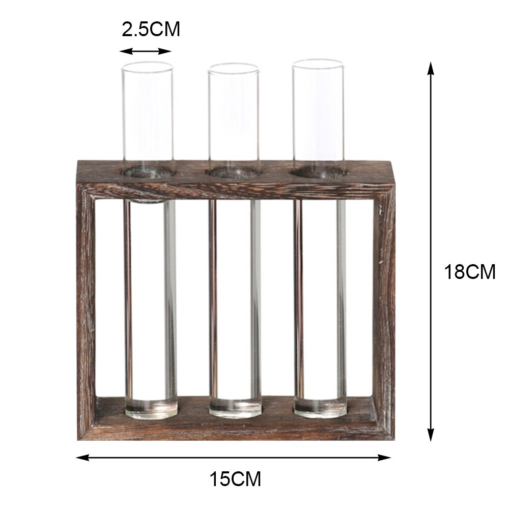 Moderne træ stativ bordplade glas vase reagensglas planter moderne urtepotter bordplade terrarium til hjemmekontor cafe indretning