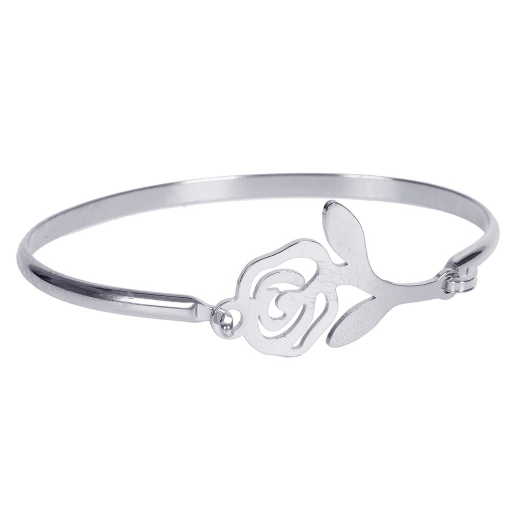 Gouden, zilveren, roestvrijstalen infinity armband met kroon, handbloem, muziek, liefde, punk, dames, vrouwelijke armband, sieraden: Zilveren bloem