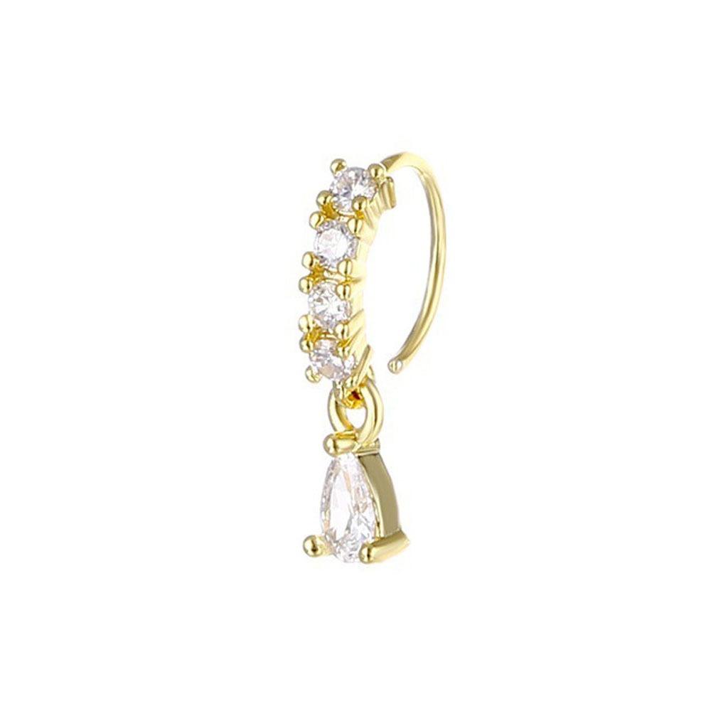 1 Uds. De aro de cristal CZ para tabique, Clickers, anillo para la nariz, Piercing para cartílago, pendiente de hélice, joyería para el trago, aros Daith, pendientes de lóbulo Rook: Color oro puro