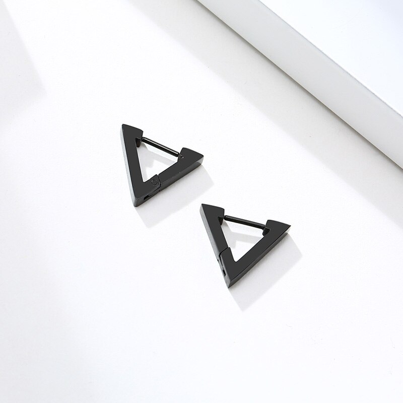 Pendientes de acero inoxidable con forma de triángulo para hombre y mujer, aretes pequeños, Piercing, Piercing, estilo moderno, único