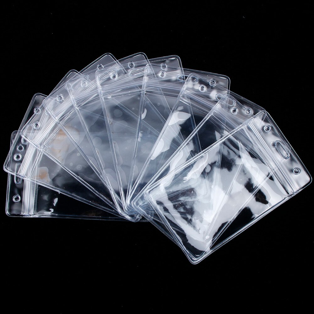 10Pcs/Set Vertical Transparent Vinyl Plastic Clears ID Card Badge Holder Accessories Good