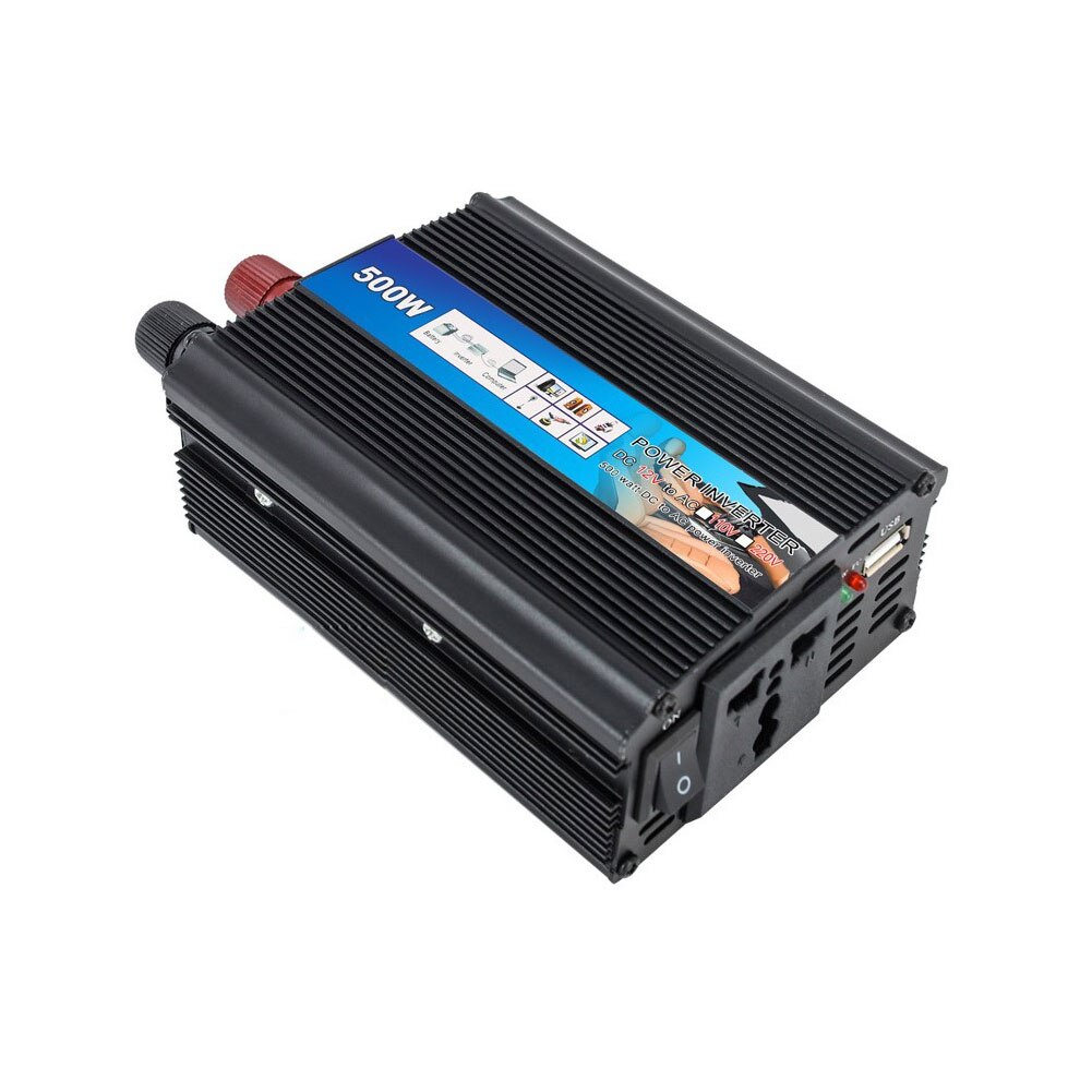 1pc Inverter per auto in lega di alluminio da 12V a 220V 500W adattatore per trasformatore automatico per veicoli a conversione sinusoidale ad alta potenza