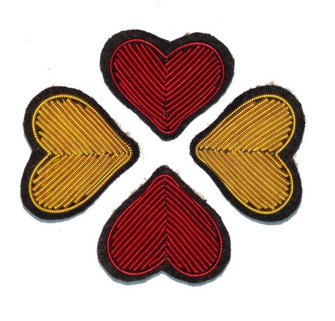 Hjerte silke broche broche indisk silketråd håndlavet broderet badge stof patch tøj dekoration