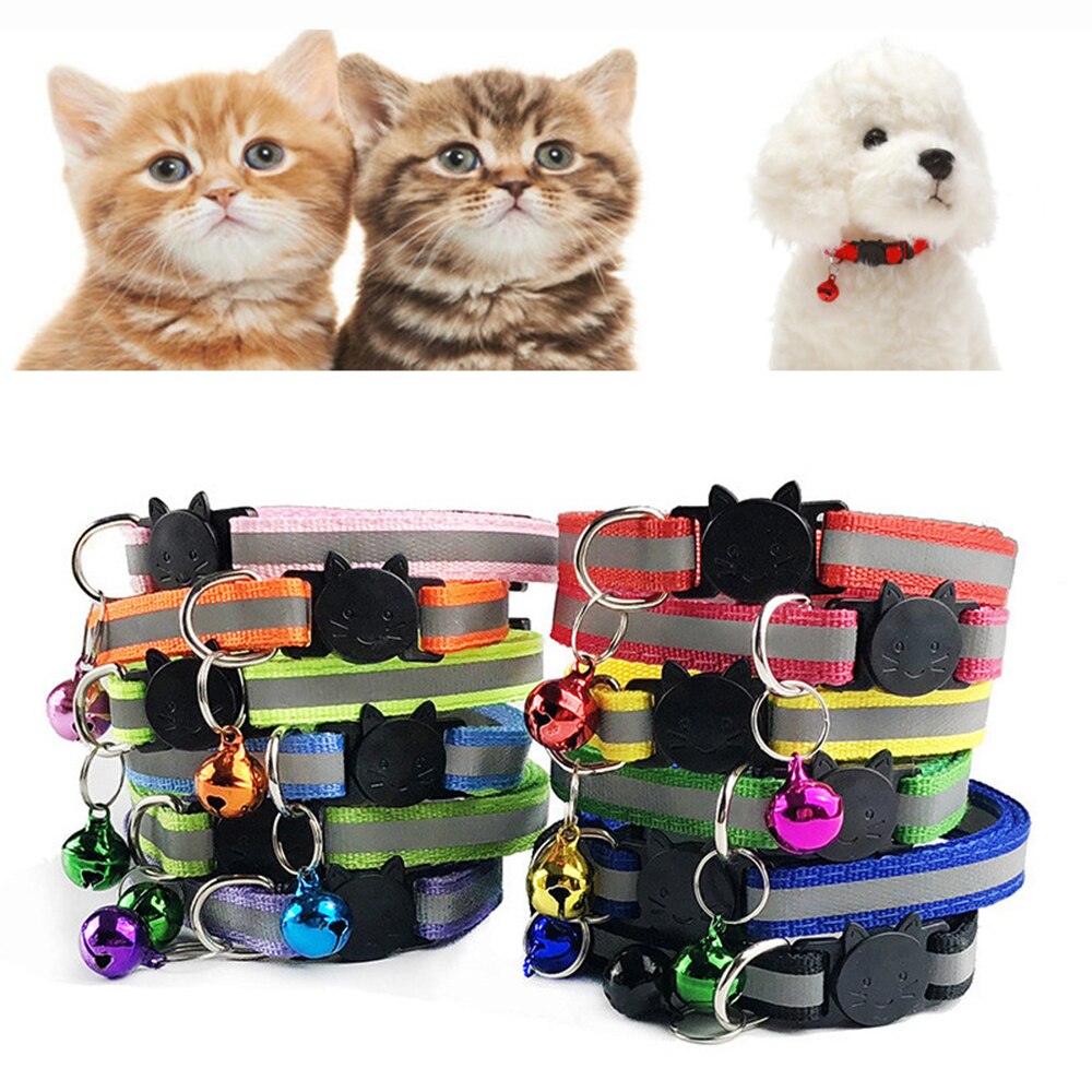 Reflecterende Halsband Met Bel Veiligheid Kat Halsbanden Puppy Halsband Voor Katten Kleine Honden Solid Pet Kraag Chihuahua Producten
