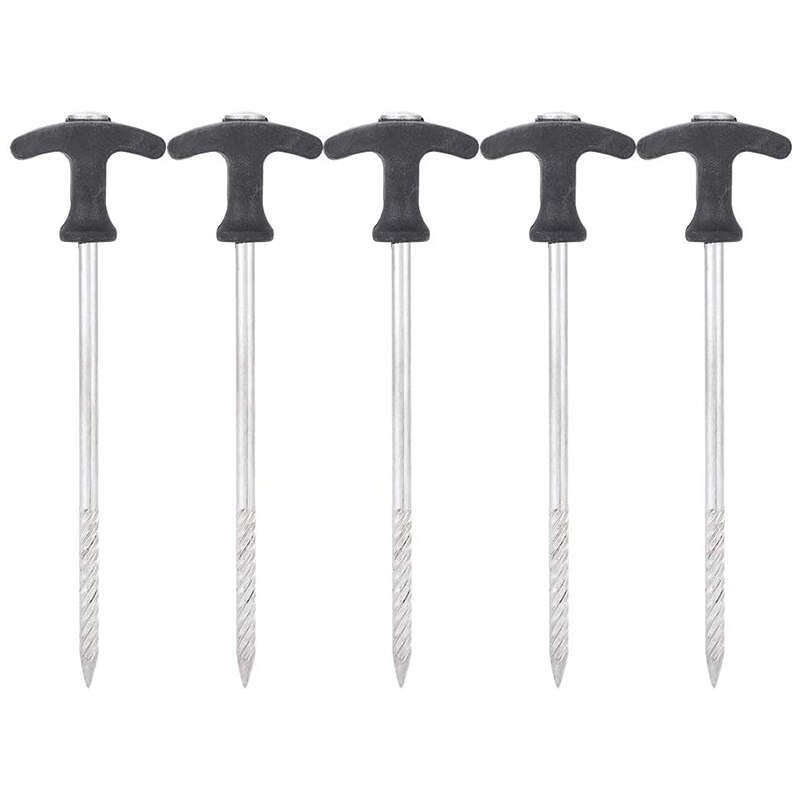 5 uds. Pinzas de acero inoxidable para tienda de campaña, clavos resistentes para el suelo, estacas duraderas para Camping, clavo para acampar a prueba de viento: Default Title