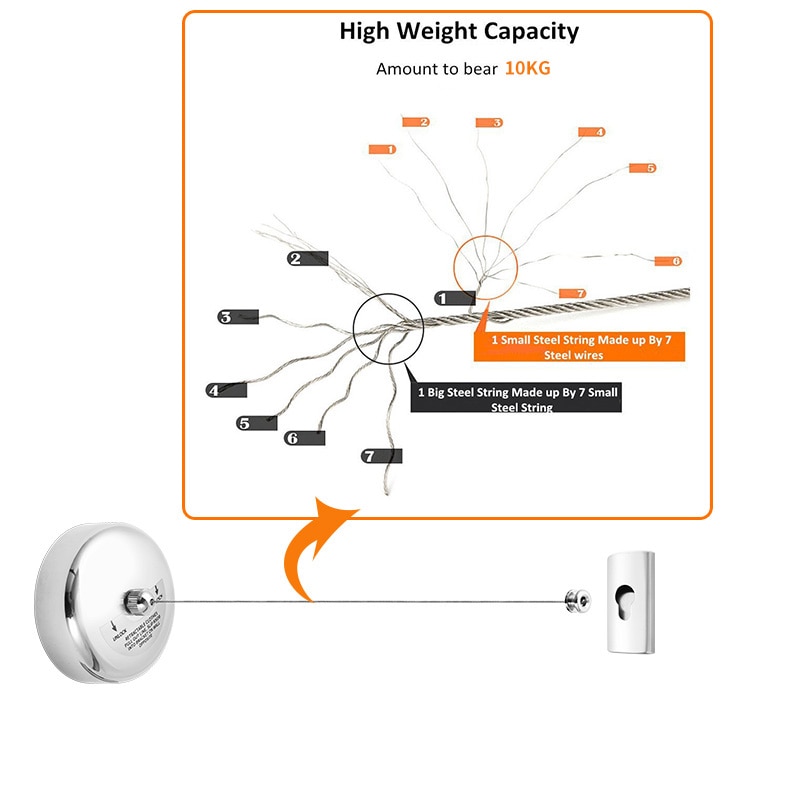 Wall mount 304 Stainless Steel Clothesline Folding Clothes Horse Extendable Laundry Hanger Retractable Drying Rack Clothes Rope