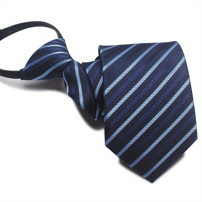 Easy Pull Lazy Tie 1pc 7CM/2.75inch Convenient Tie Business Leisure Navy Blue Series: WHITE