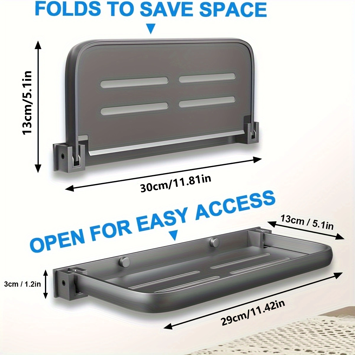 Fold-Down Shelf Wall-Mounted Foldable Storage Holder Folding Display Wall Shelves for Home Organization