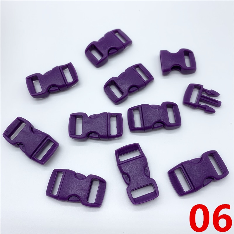 10 sztuk/partia 10mm boczne zwolnienie klamra zakrzywione spadochron 550 bransoletka Paracord dla obroża pasek taśmy odkryty obóz: 06