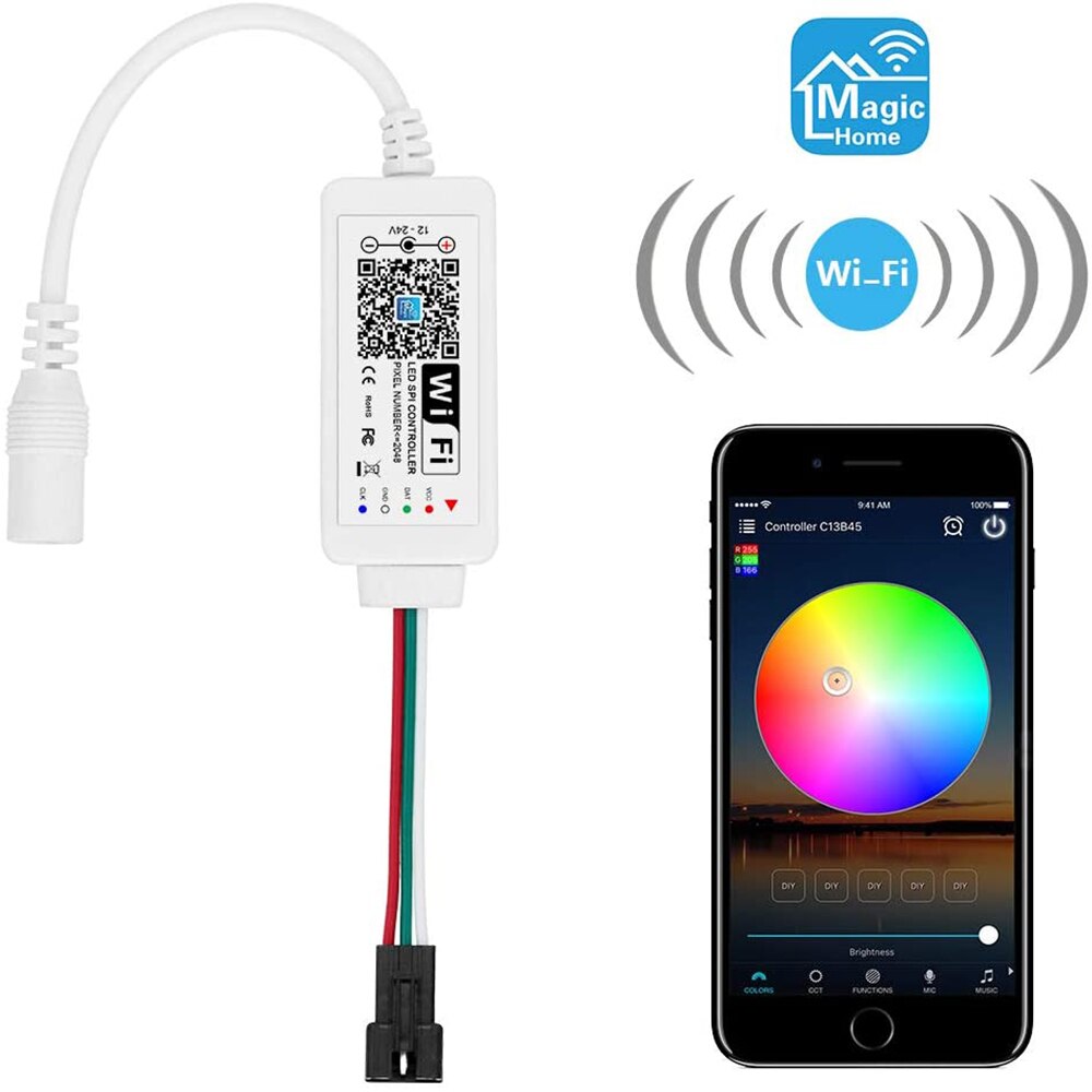 Magic Home Bluetooth Wifi 16 millions RGB LED Controller Smartphone APP Control 50M RF IR Remote Google Voice Controller D30