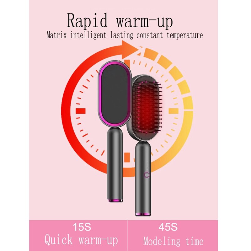 Multifunctional Hair Straightener Brush Portable Hair Straightener with Anti-Scald Feature EU Plug