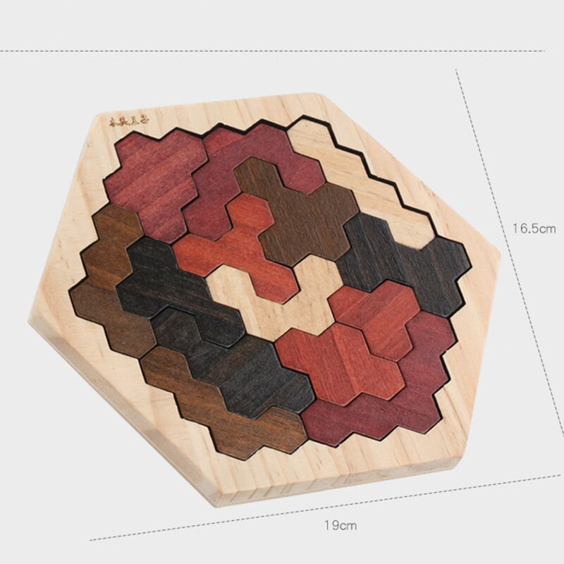 3D Puzzle Wooden Tangram Math Toys Puzzle Tetriss Game Montessori Children Educational Jigsaw Puzzle Game Toy for Boys Girl Baby: 16.5x19cm