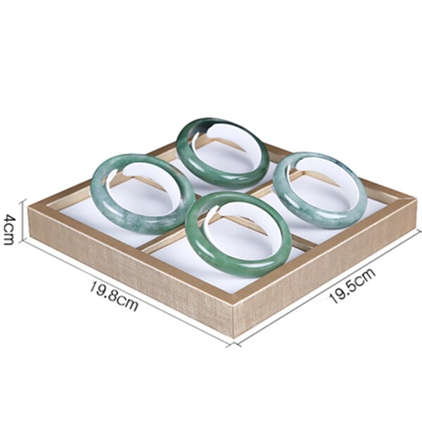 Bianco di Cuoio DELL'UNITÀ di elaborazione Anello Orecchini Con Perno Display Holder Showcase Del Braccialetto Del Basamento Del Vassoio Del Pendente Della Collana Della Catena Set di Gioielli Organizer Rack: 4 Bangles tray