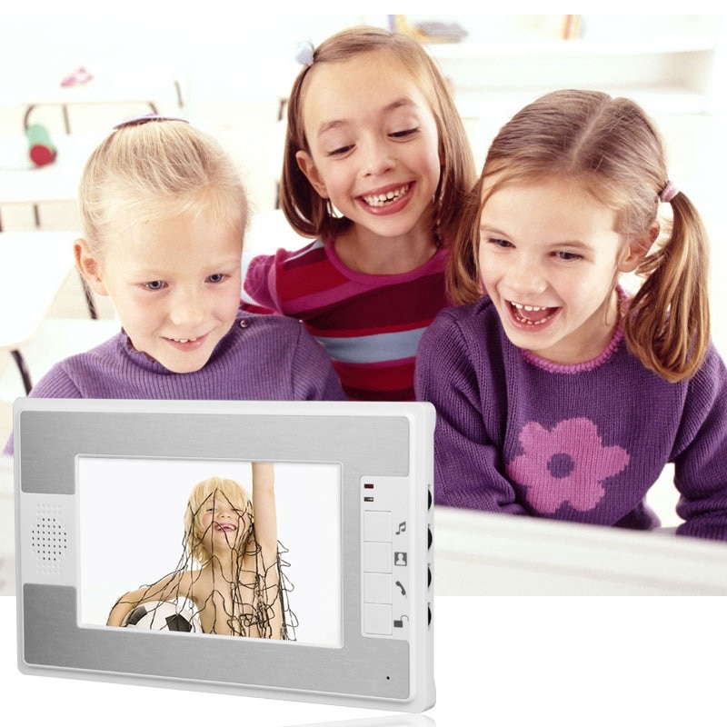 Visuele Intercom Deurbel 7Inch Lcd Bedraad Video Deurtelefoon Systeem Indoor Monitor 1000 Tvl Outdoor IR-CUT Camera (Eu plug)