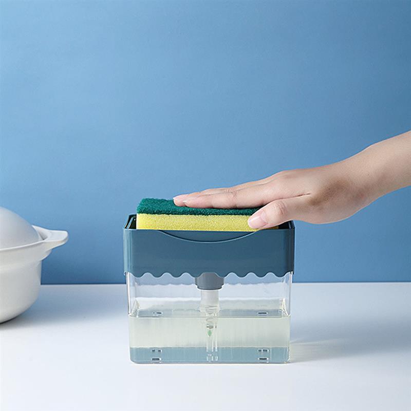 2-In-1 Soap Pump Dispenser With Sponge Holder Liquid Dispenser Container Hand Press Soap Organizer Kitchen Cleaner Tools