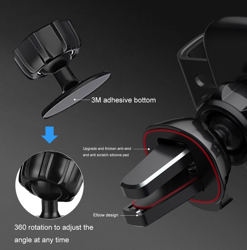 FDGAO Car Wireless Charger Phone Holder Gravity Bracket Mount Holder for iPhone 11 XS XR X 8 Samsung S10 S9 S8 15W Fast Charging