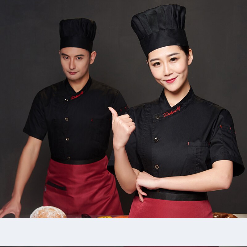 Chef Workwear Men's Short Sleeve Summer Breathing Hotel Catering School Canteen Staff Female Chef Clothes Kitchen Tops