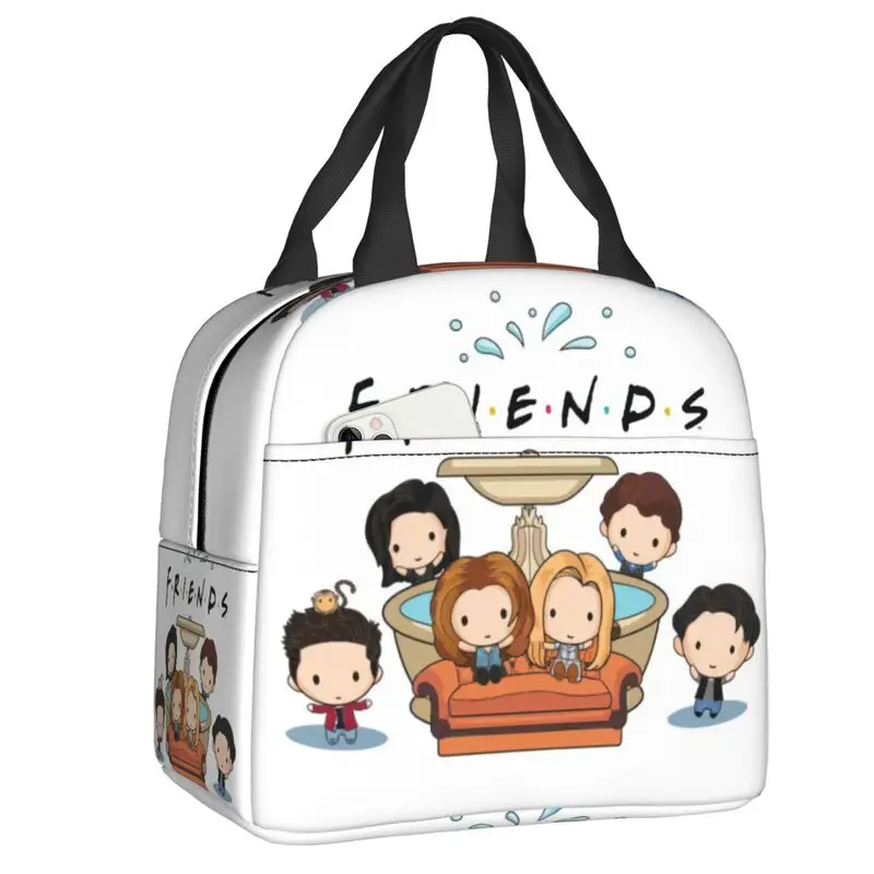 Friends TV Show Insulated Lunch Bag for Camping Travel Resuable Thermal Cooler Lunch Box Women Children Food Container Tote Bags: Beige