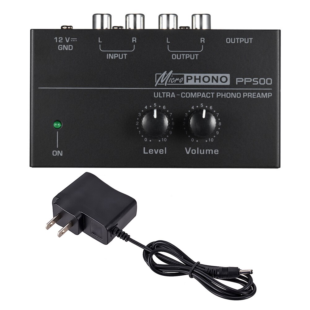 PP500 Phono Voorversterker Voorversterker Met Niveau Volumeregeling Rca Input Output 1/4 "Trs Output Interfaces Voor Lp Vinyl Draaitafel: US PLUG