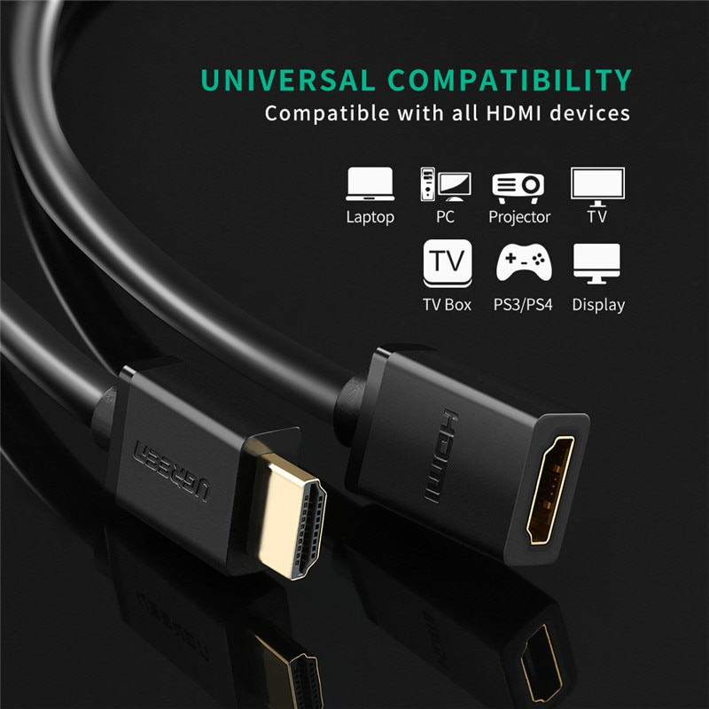 Ugreen HDMI-kompatibel Verlängerung Kabel 4K 60Hz V 2,0 Männlichen zu Weiblichen Kabel für HDTV Nintend Schalter PS4/3 HDMI-kompatibel Extender