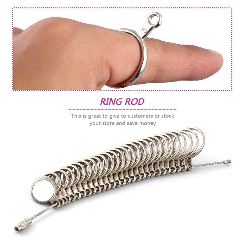 Silver Ring Sizer Finger Sizing jewelers Measuring Stick Metal finger Ring gauge set Mandrel US Size Jewelry Tool Equipment