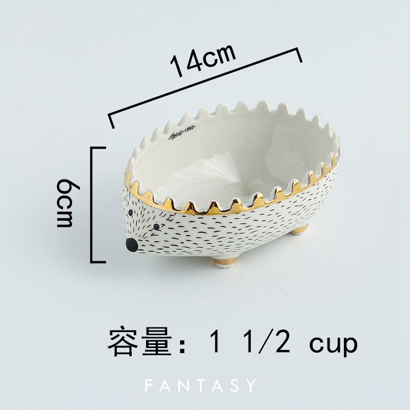 Nordic hedgehog hamster food box jewelry storage box ceramic key Storage bucket eating bowl Fruit salad bowl LB43011 trinket box: 14CMX6CM