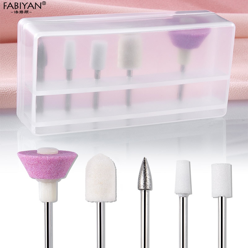 5PCS Bits Nail Art Drill Buffer File Polishing Electric Sander Sanding Grinding Head Tips Machine DIY Manicure Polished Tool Set