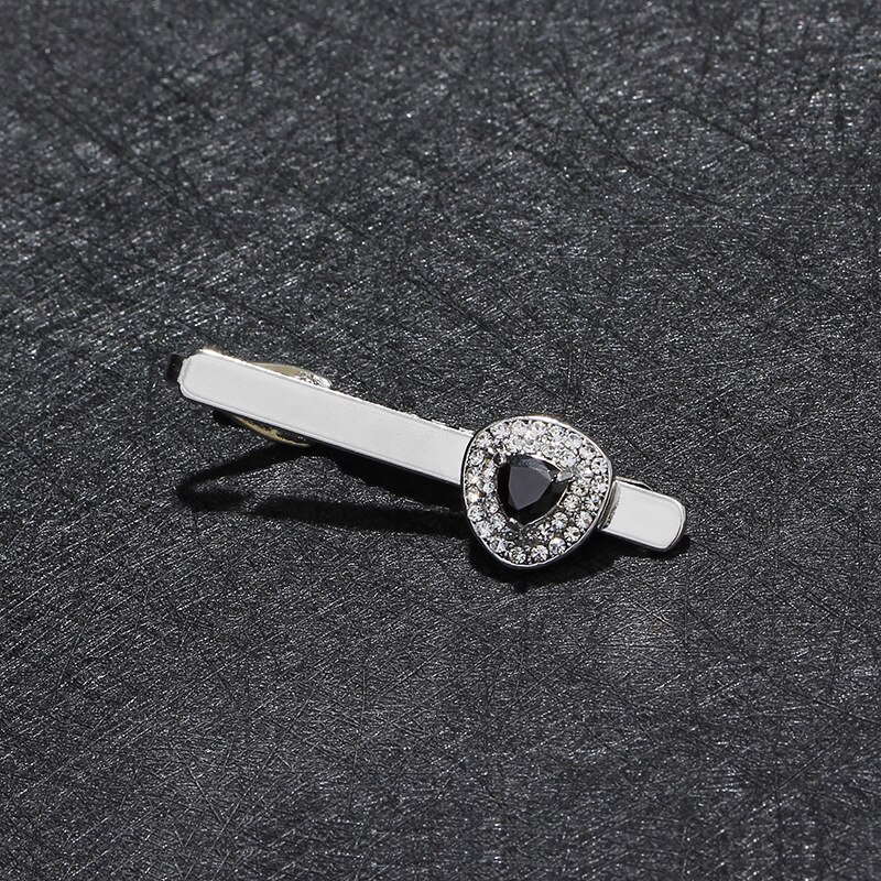 1Piece Zinc Based Alloy Men Necktie Tie Clasps Tone Rhinestone Men's Business Alloy Tie Clip Heart-shaped Decorative Tie Clip