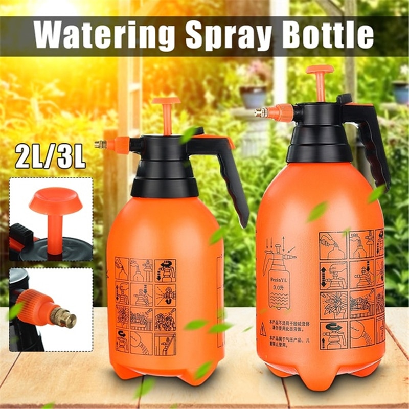 Orange 2l/3l bärbar tryck trädgård sprayflaska vattenkokare växt blommor bevattning vattenkanna spruta trädgårdsredskap